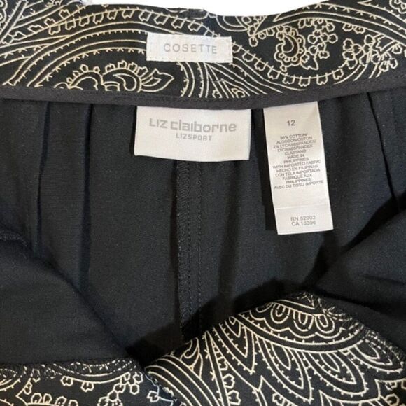 Liz Claiborne Cosette Women's Sport Pants Paisley Print Black Size 12 - Picture 7 of 11